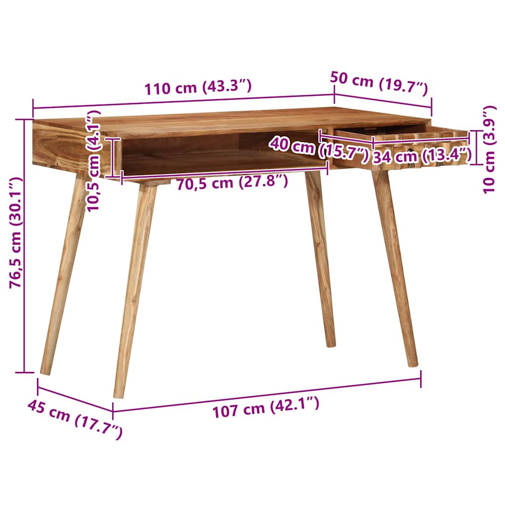 Pisaći stol 110x50x76 cm od masivnog drva bagrema