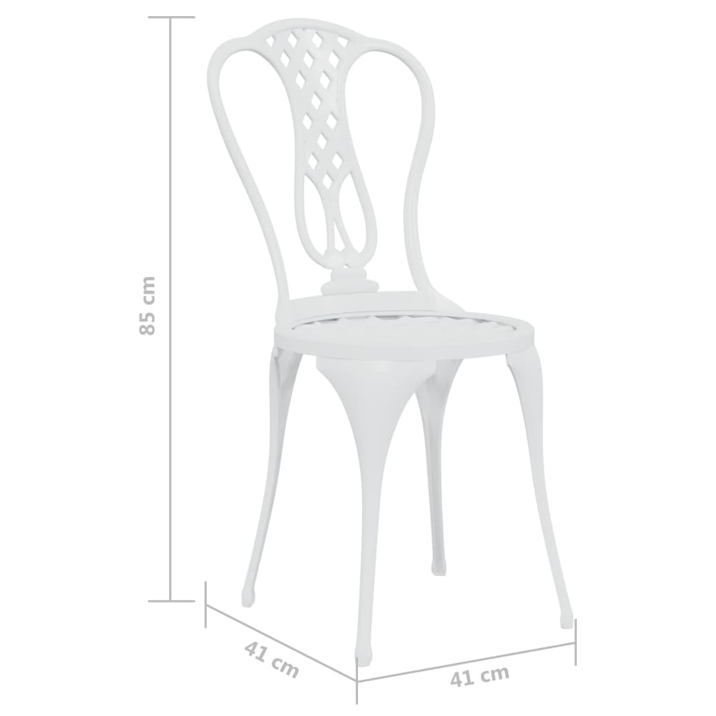 3-dijelni bistro set od lijevanog aluminija bijeli