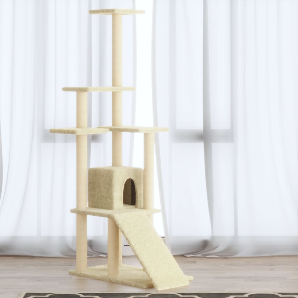 Penjalica za mačke sa stupovima za grebanje krem 155 cm