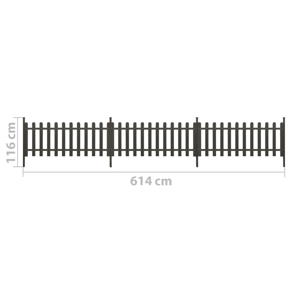 Ograda od kolaca sa stupovima 3 kom WPC 614 x 80 cm