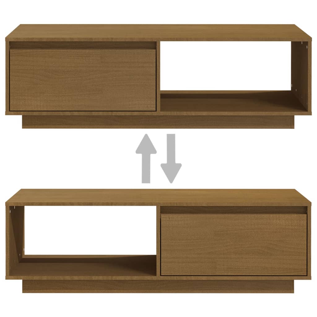 Stolić za kavu boja meda 110 x 50 x 33,5 cm od masivne borovine