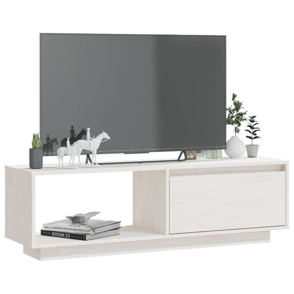 TV ormarić bijeli 110 x 30 x 33,5 cm od masivne borovine