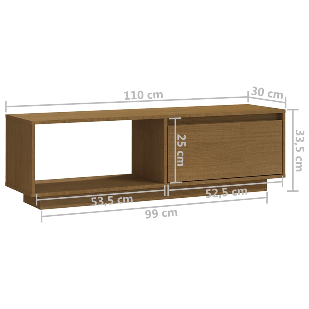 TV ormarić boja meda 110 x 30 x 33,5 cm od masivne borovine
