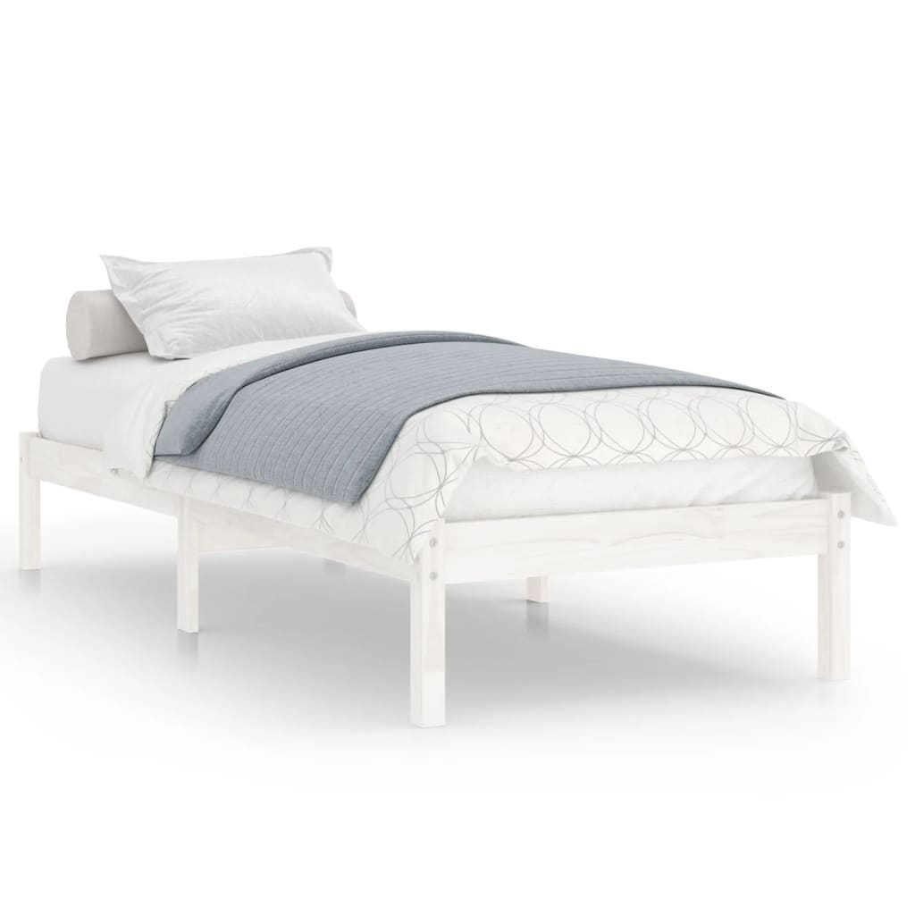 Okvir za krevet od masivnog drva bijeli 75 x 190 cm mali