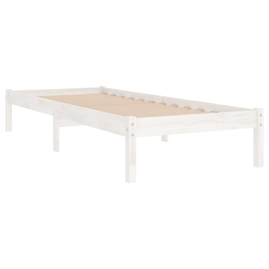 Okvir za krevet bijeli od masivnog drva 90 x 190 cm mali