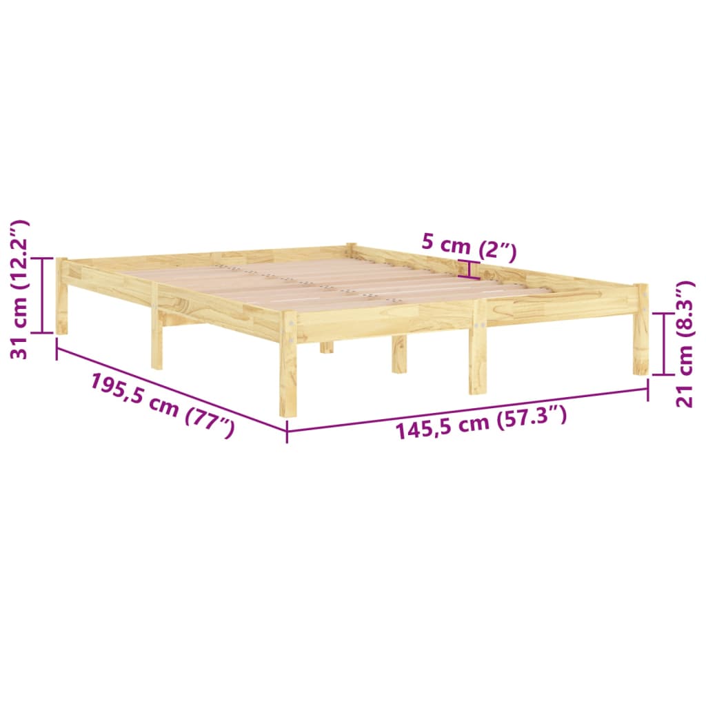 Okvir za krevet od masivne borovine 140 x 190 cm