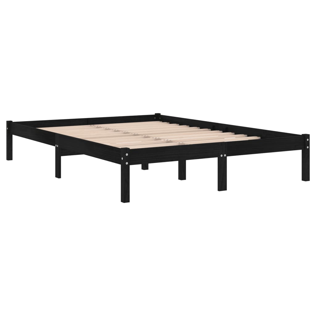 Okvir za krevet od masivne borovine crni 140 x 190 cm