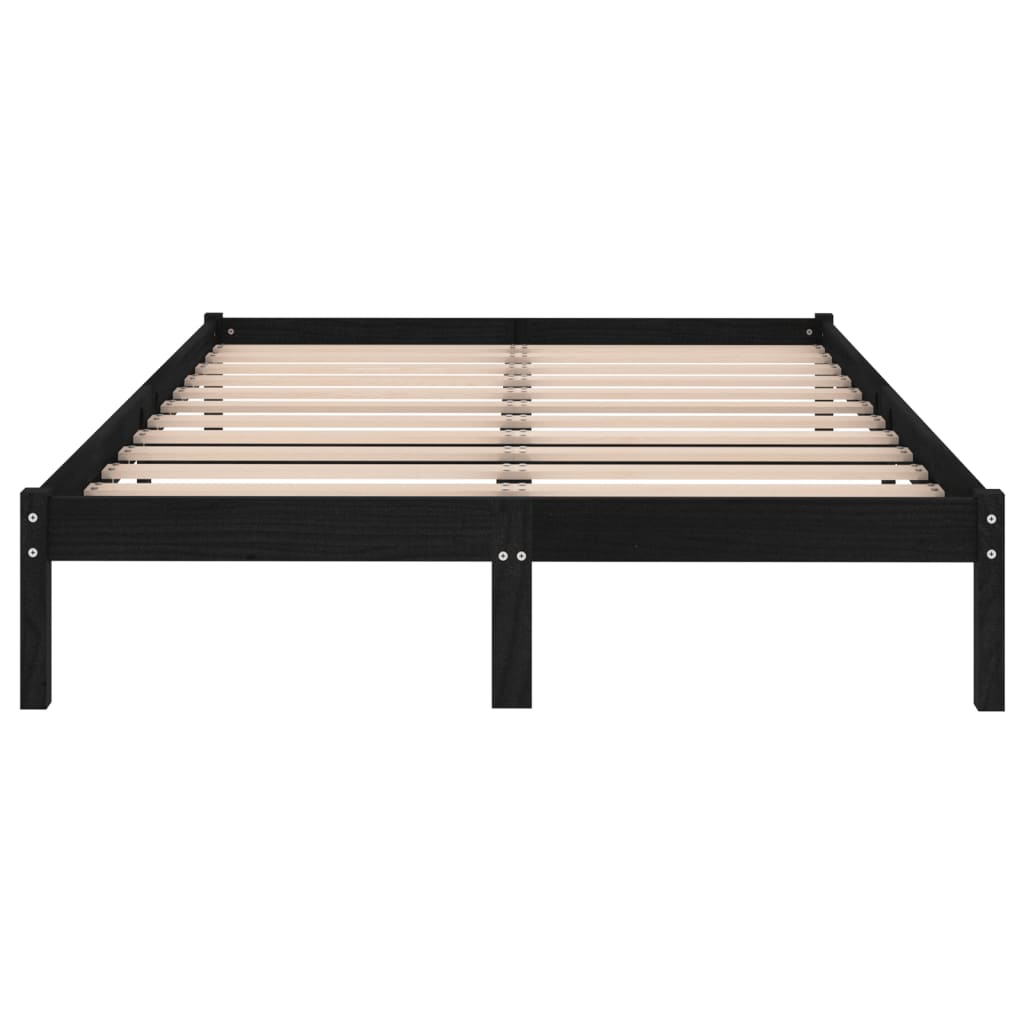 Okvir za krevet od masivne borovine crni 140 x 190 cm