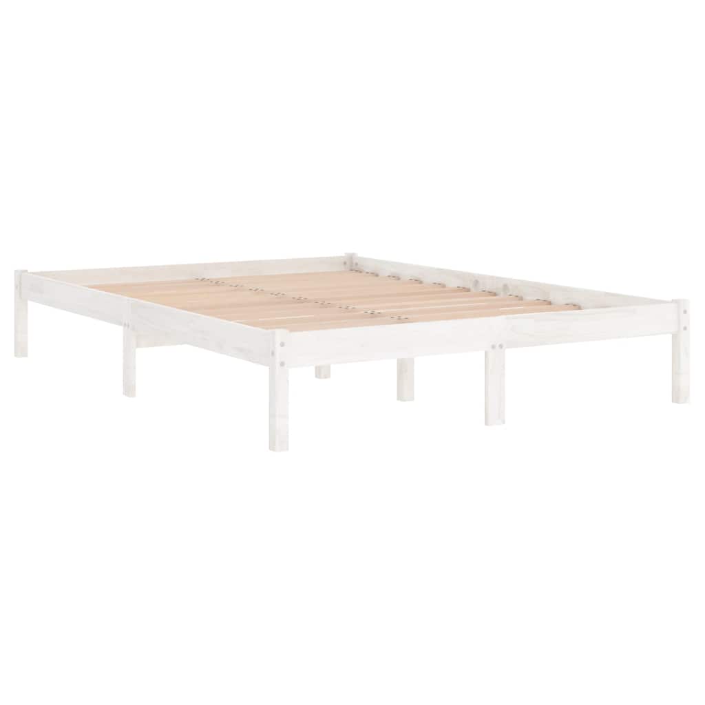 Okvir za krevet od masivne borovine bijeli 120 x 200 cm