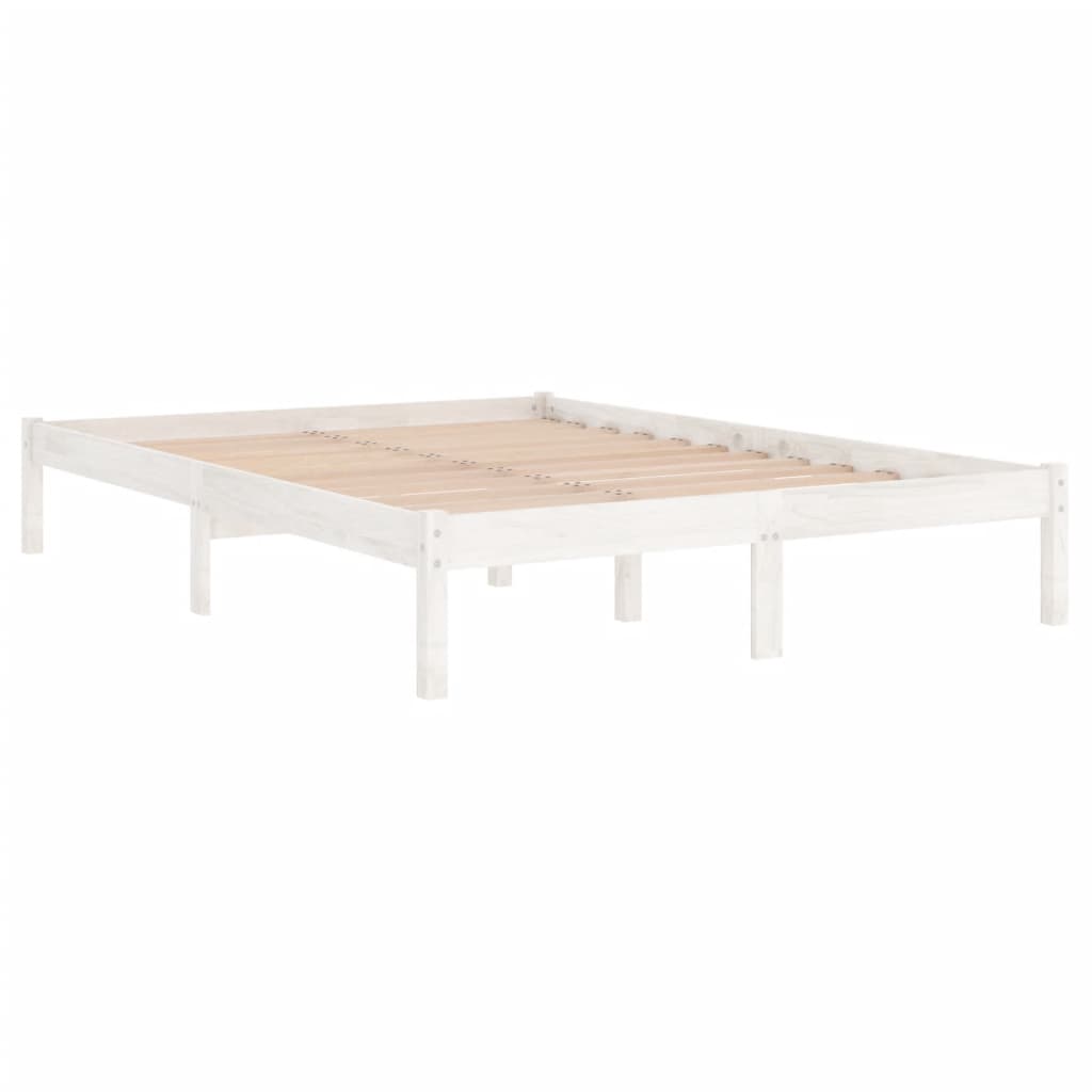 Okvir za krevet od masivne borovine bijeli 150 x 200 cm king