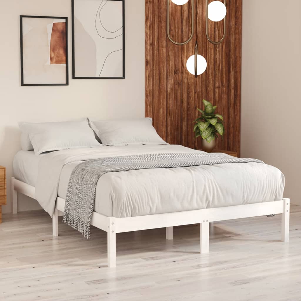 Okvir za krevet od masivne borovine bijeli 150 x 200 cm king