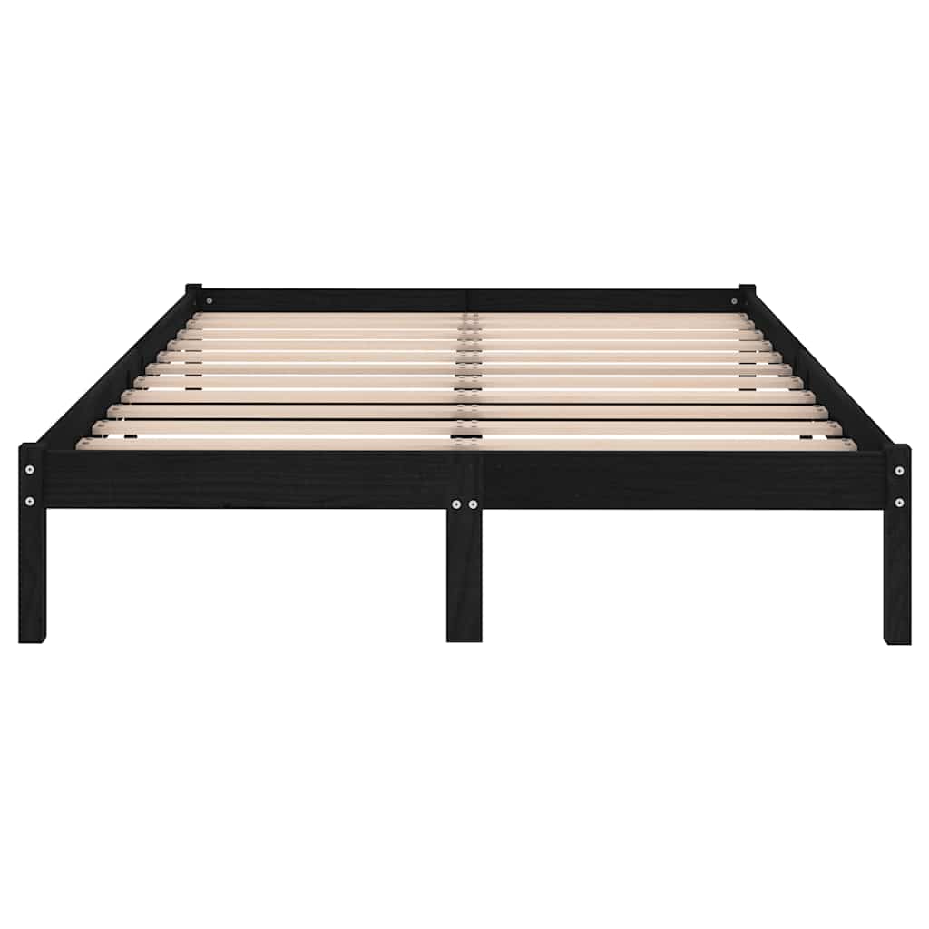 Okvir za krevet od masivnog drva crni 150 x 200 cm veliki