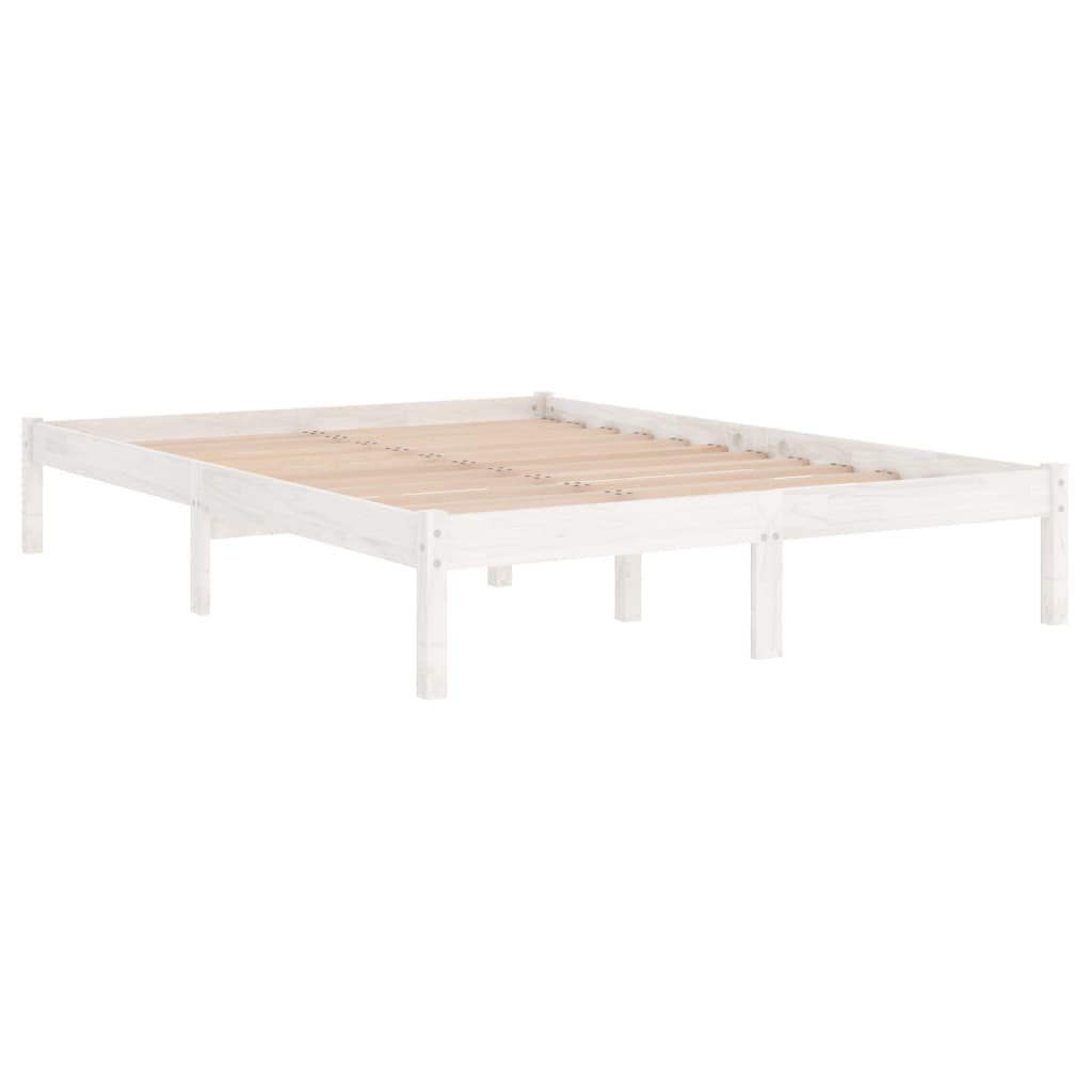 Okvir za krevet od masivnog drva bijeli 180 x 200 cm veliki