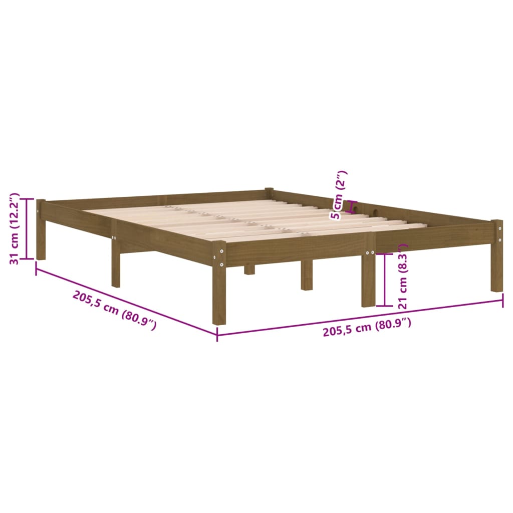 Okvir za krevet od masivne borovine boja meda 200 x 200 cm