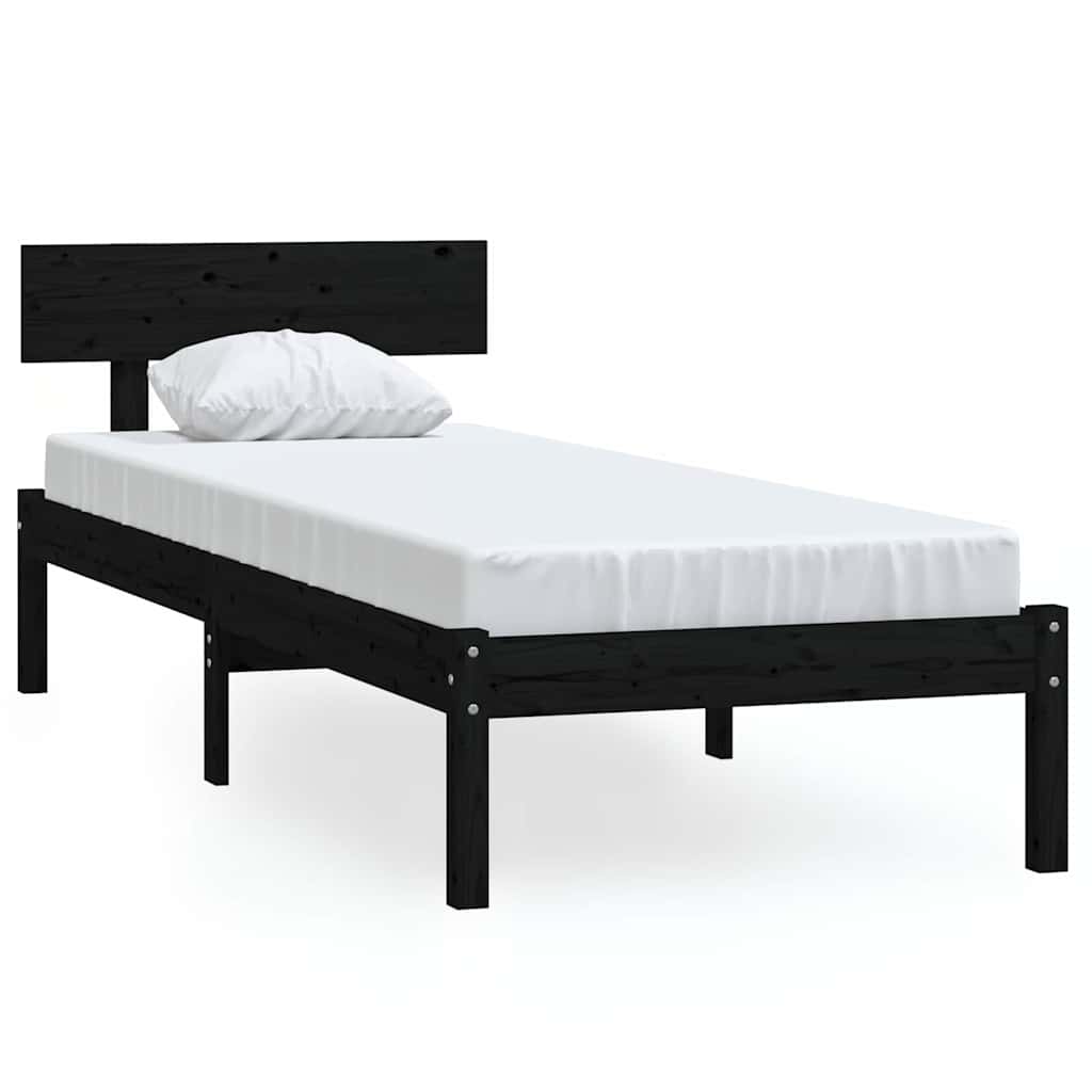 Okvir za krevet od masivnog drva crni 75 x 190 cm mali