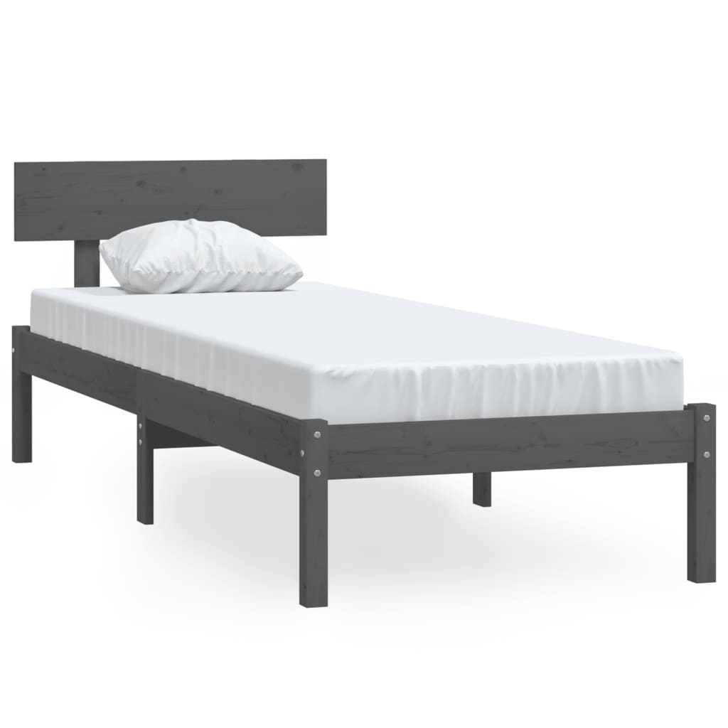 Okvir za krevet od borovine sivi 90 x 190 cm jednokrevetni