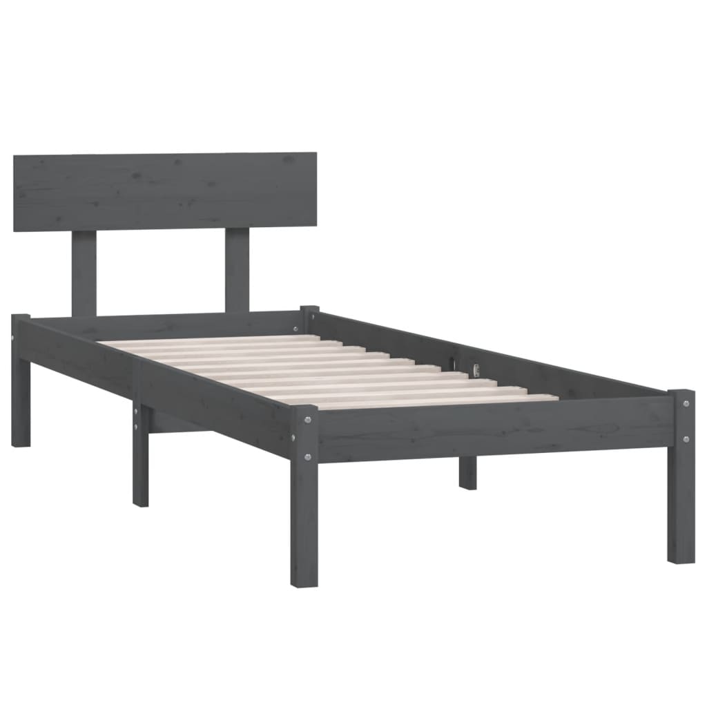 Okvir za krevet od borovine sivi 90 x 190 cm jednokrevetni