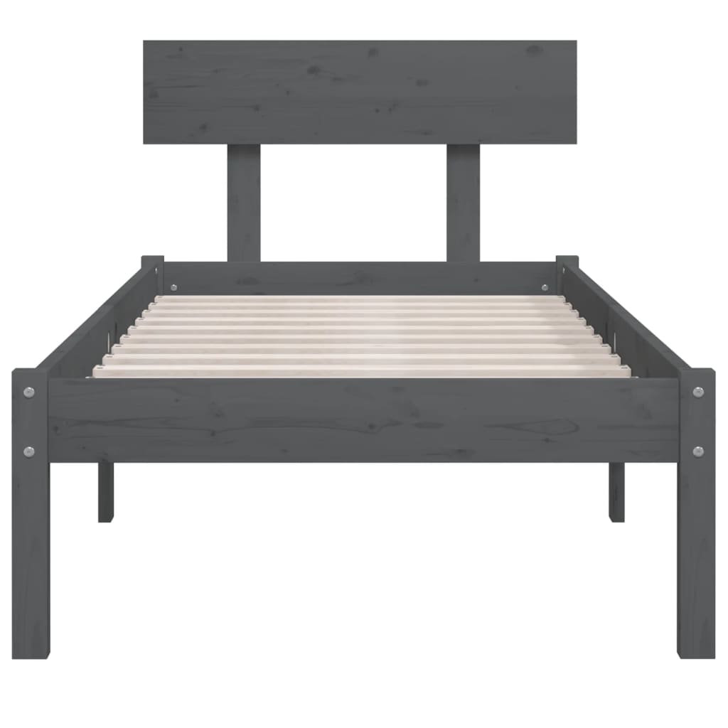 Okvir za krevet od borovine sivi 90 x 190 cm jednokrevetni