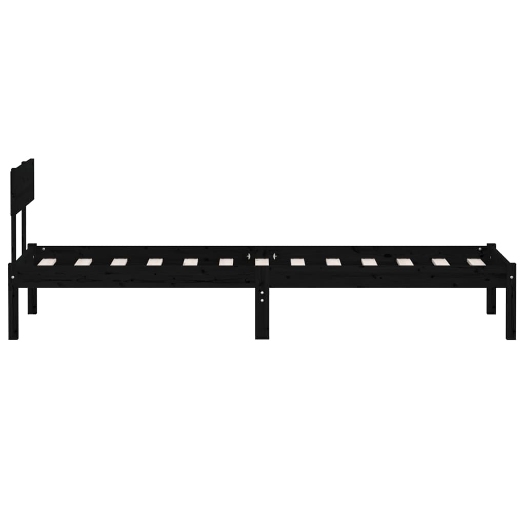 Okvir za krevet od borovine crni 90 x 190 cm jednokrevetni