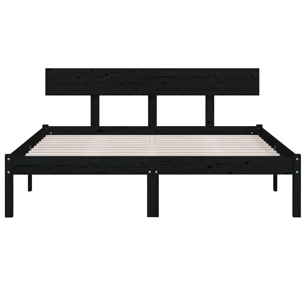 Okvir za krevet od masivne borovine crni 135x190 cm bračni
