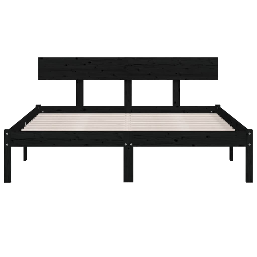 Okvir za krevet od masivne borovine crni 140 x 190 cm