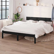 Okvir za krevet od masivne borovine crni 140 x 190 cm