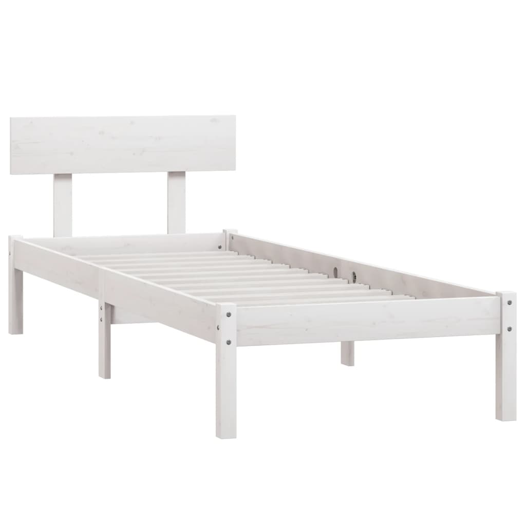 Okvir za krevet od masivne borovine bijeli 100 x 200 cm