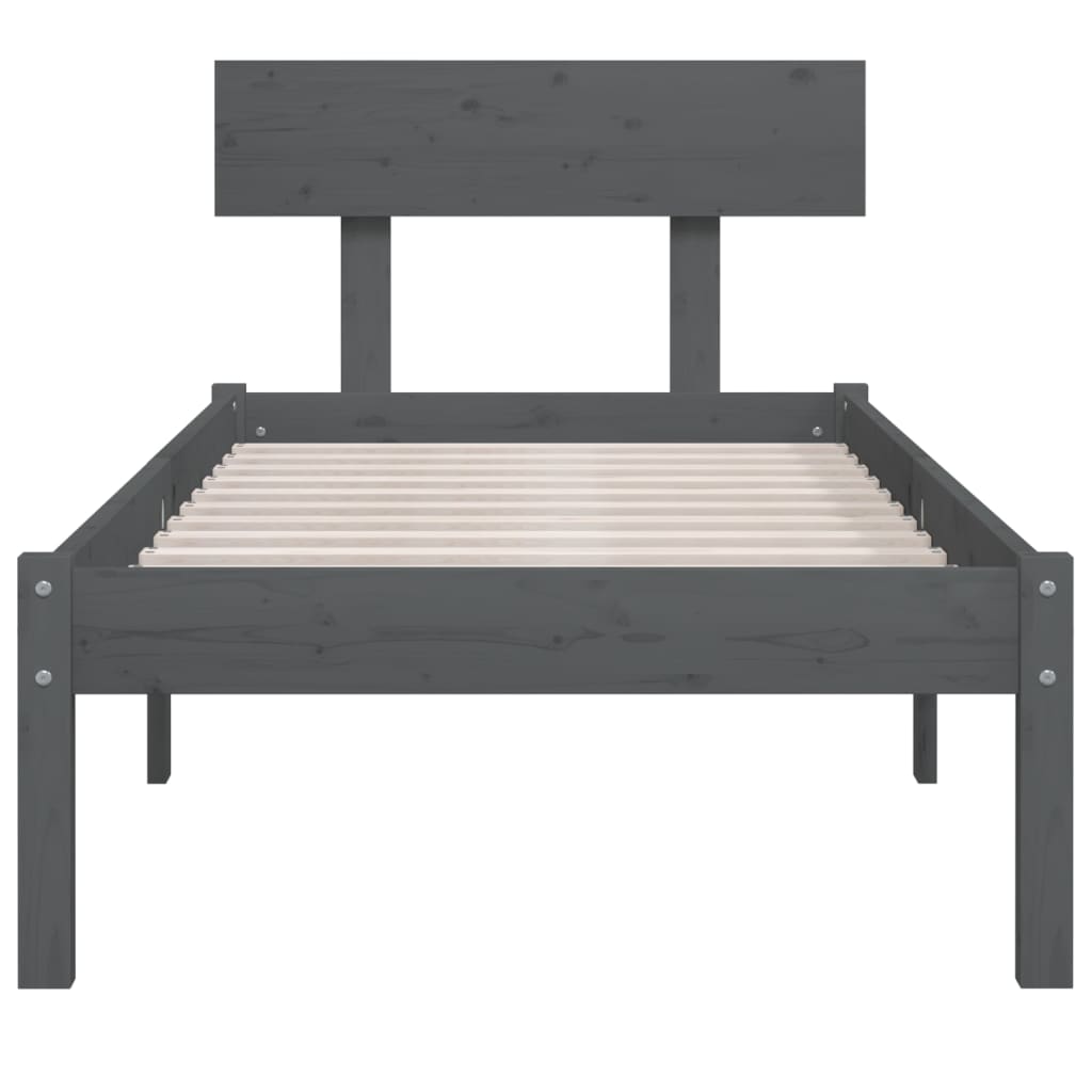 Okvir za krevet od masivne borovine sivi 100 x 200 cm