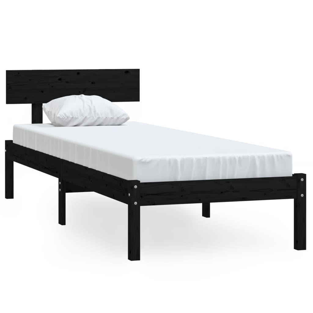 Okvir za krevet od masivne borovine crni 100 x 200 cm