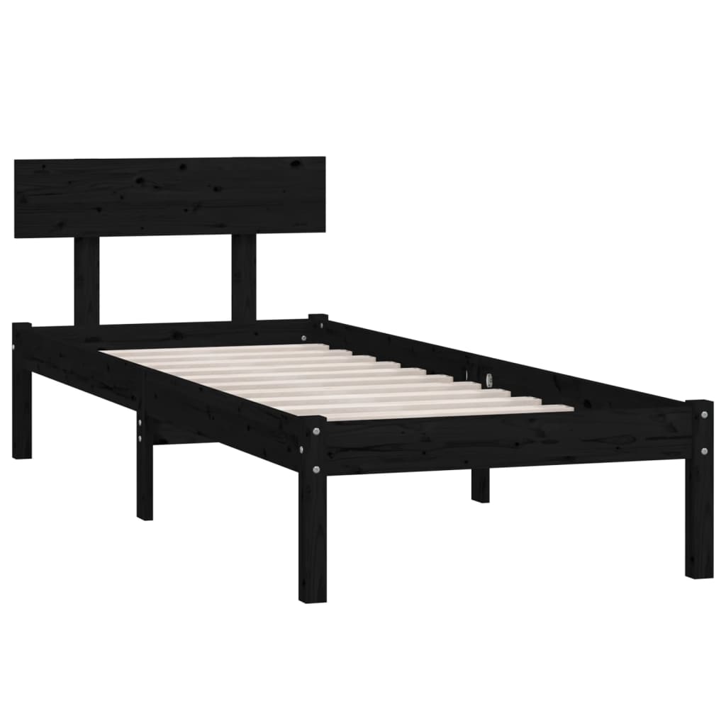 Okvir za krevet od masivne borovine crni 100 x 200 cm