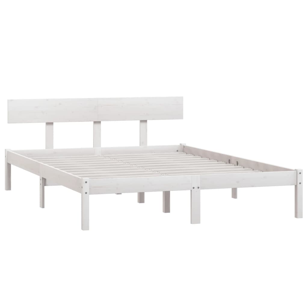 Okvir za krevet od masivne borovine bijeli 120 x 200 cm