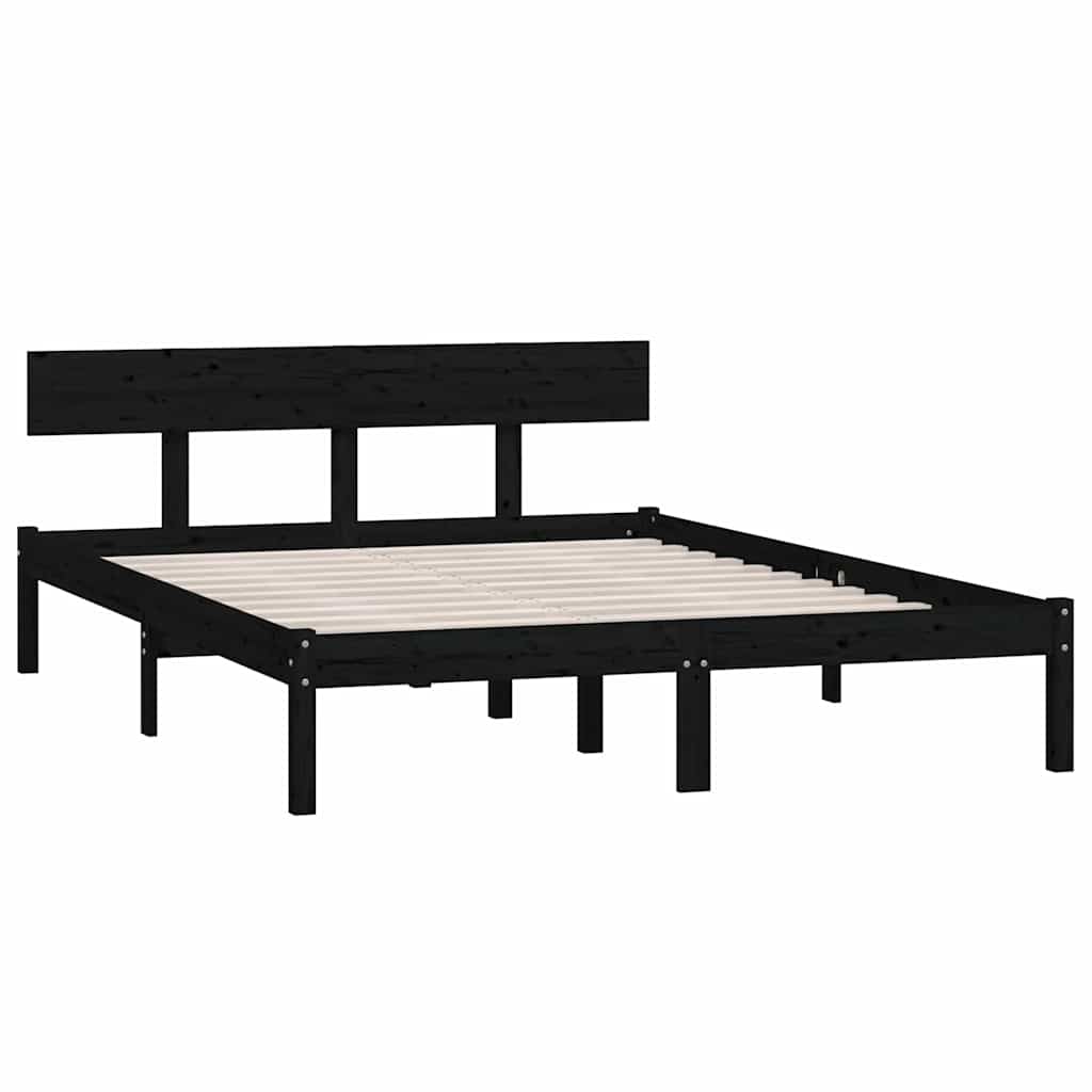 Okvir za krevet od masivne borovine crni 140 x 200 cm