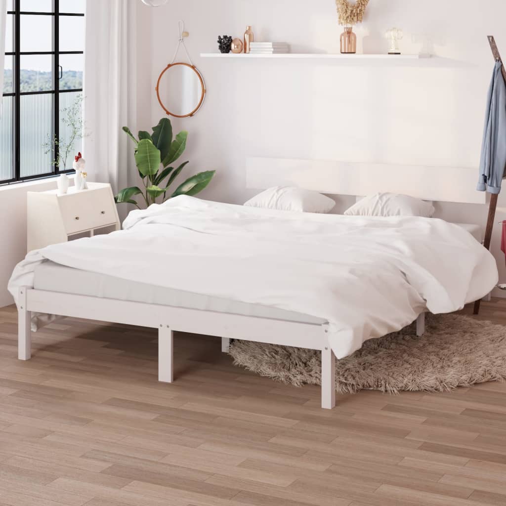 Okvir za krevet masivna borovina bijeli 150 x 200 cm bračni