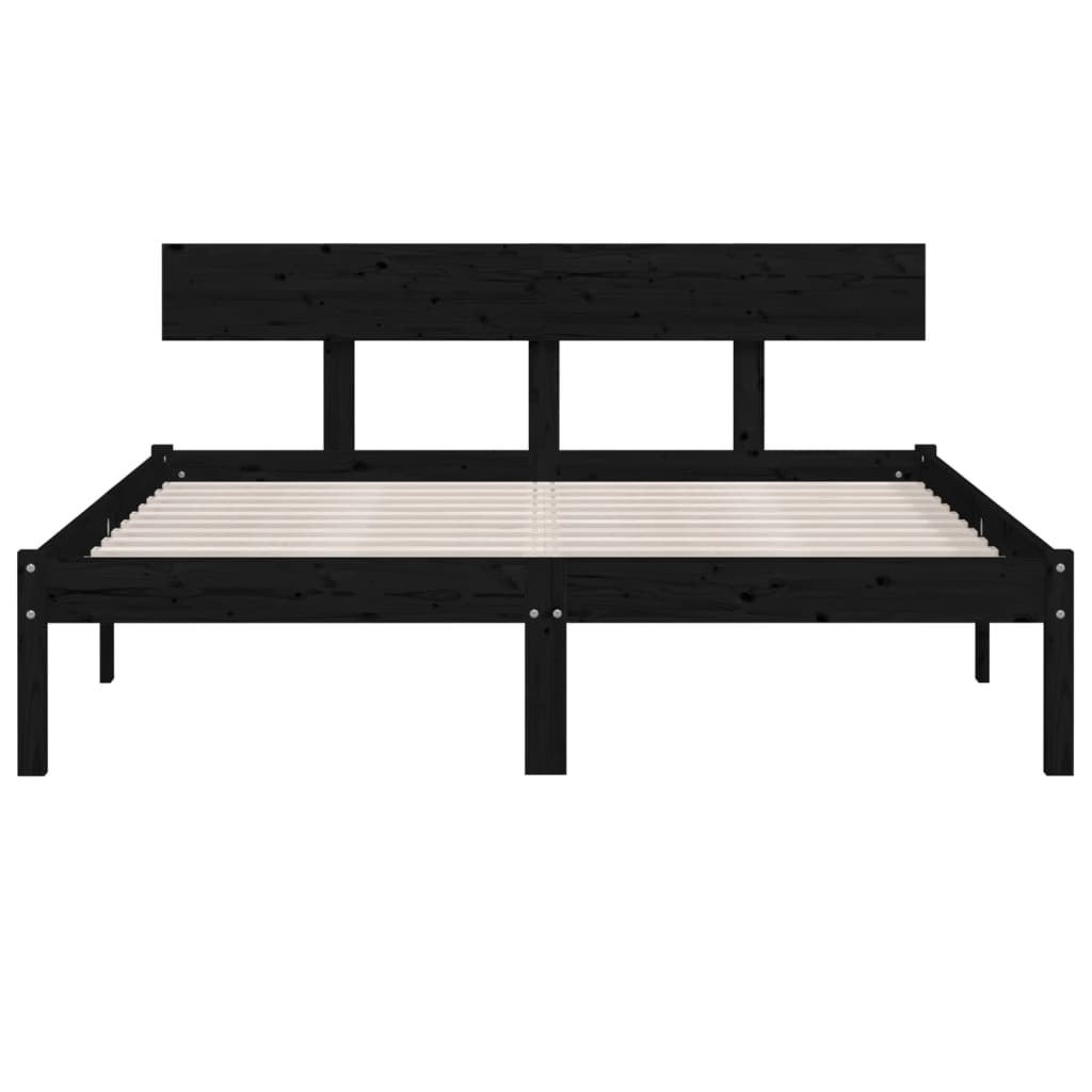Okvir za krevet od masivne borovine crni 160 x 200 cm