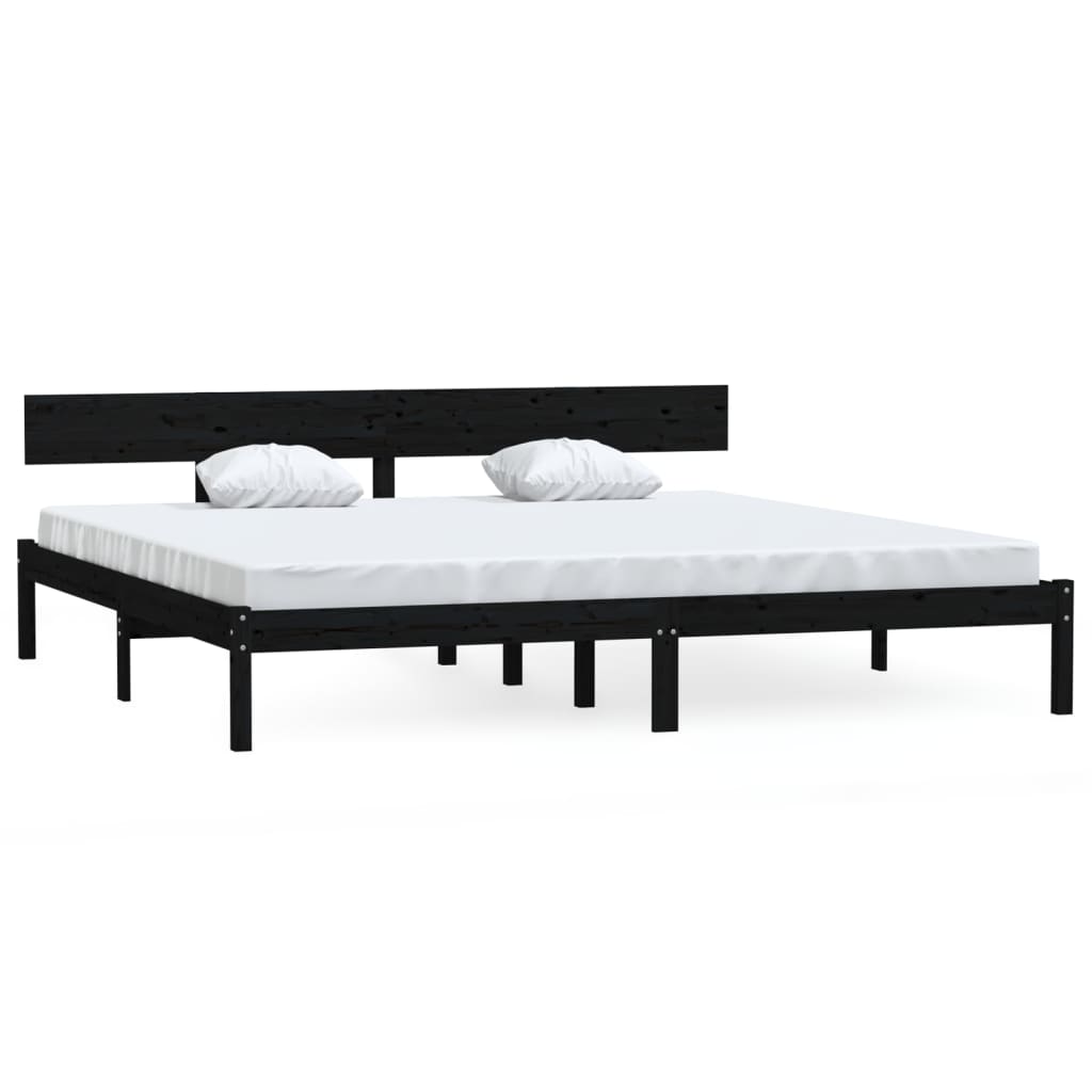 Okvir za krevet od borovine crni 180 x 200 cm bračni