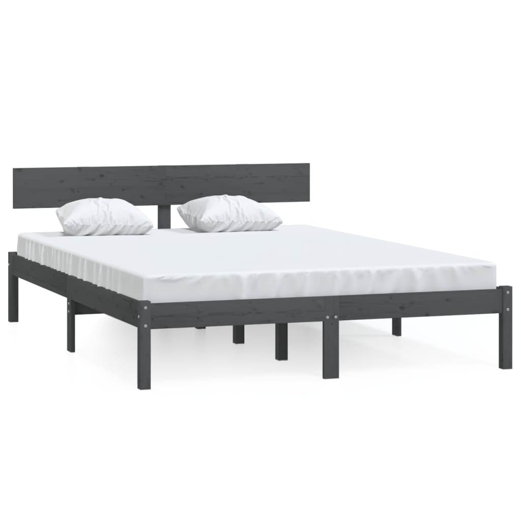 Okvir za krevet od masivne borovine sivi 200 x 200 cm