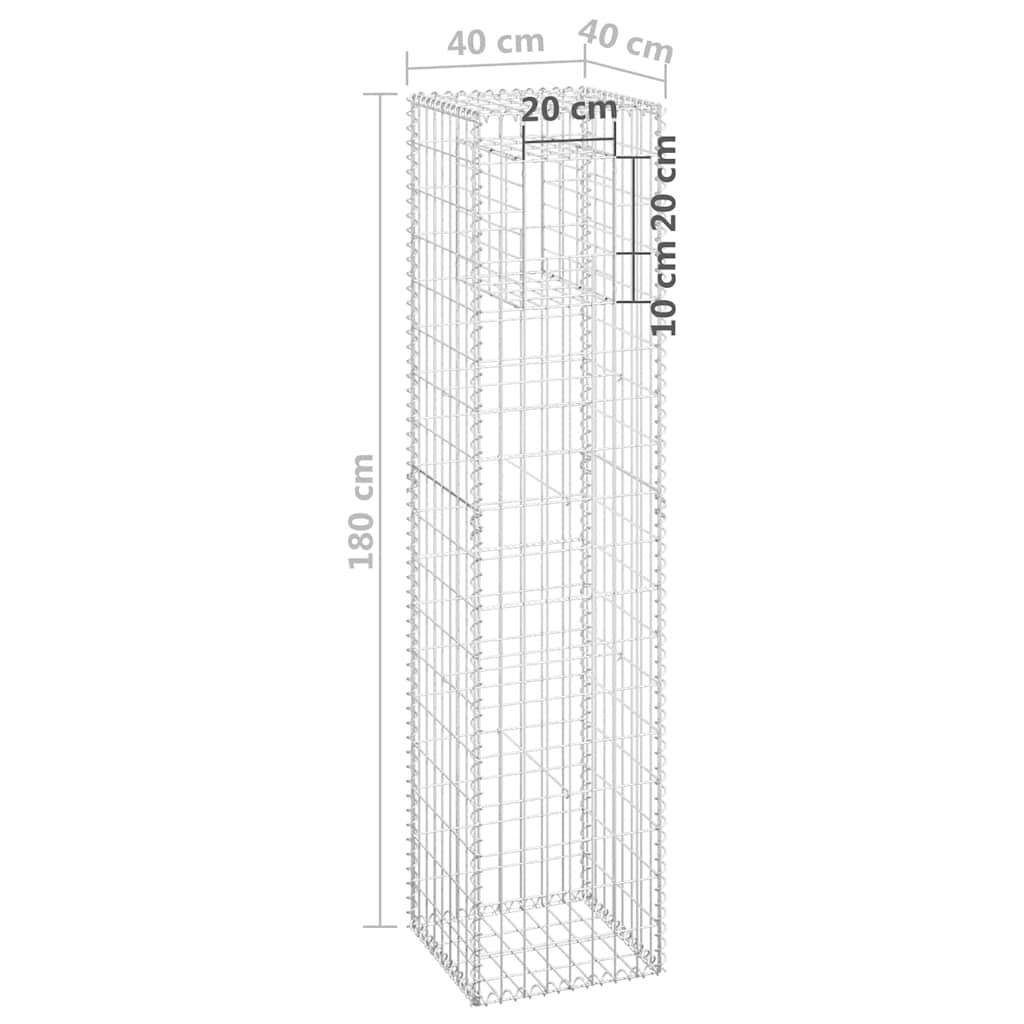 Gabionske stupne košare 2 kom 40 x 40 x 180 cm željezne