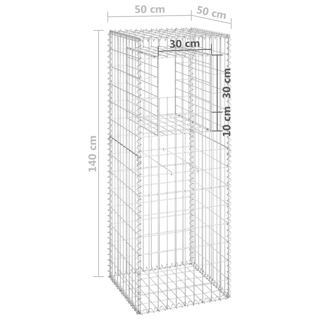 Gabionske stupne košare 2 kom 50 x 50 x 140 cm željezne