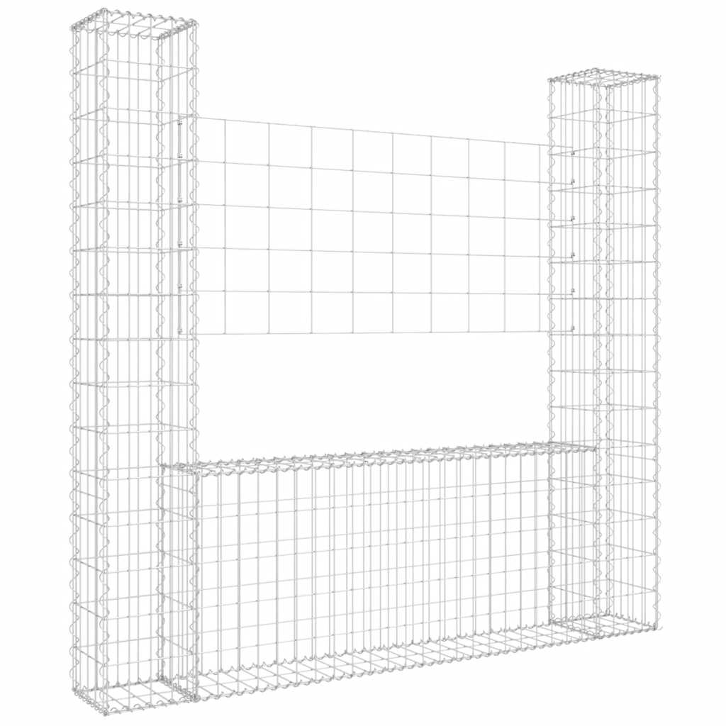 Gabionska košara U-oblika s 2 stupa 140 x 20 x 150 cm željezna