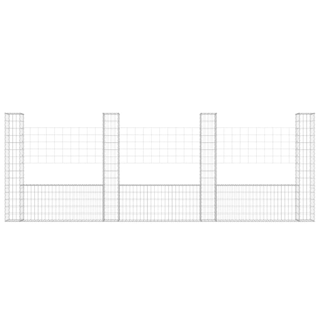 Gabionska košara U-oblika s 4 stupa 380 x 20 x 150 cm željezna