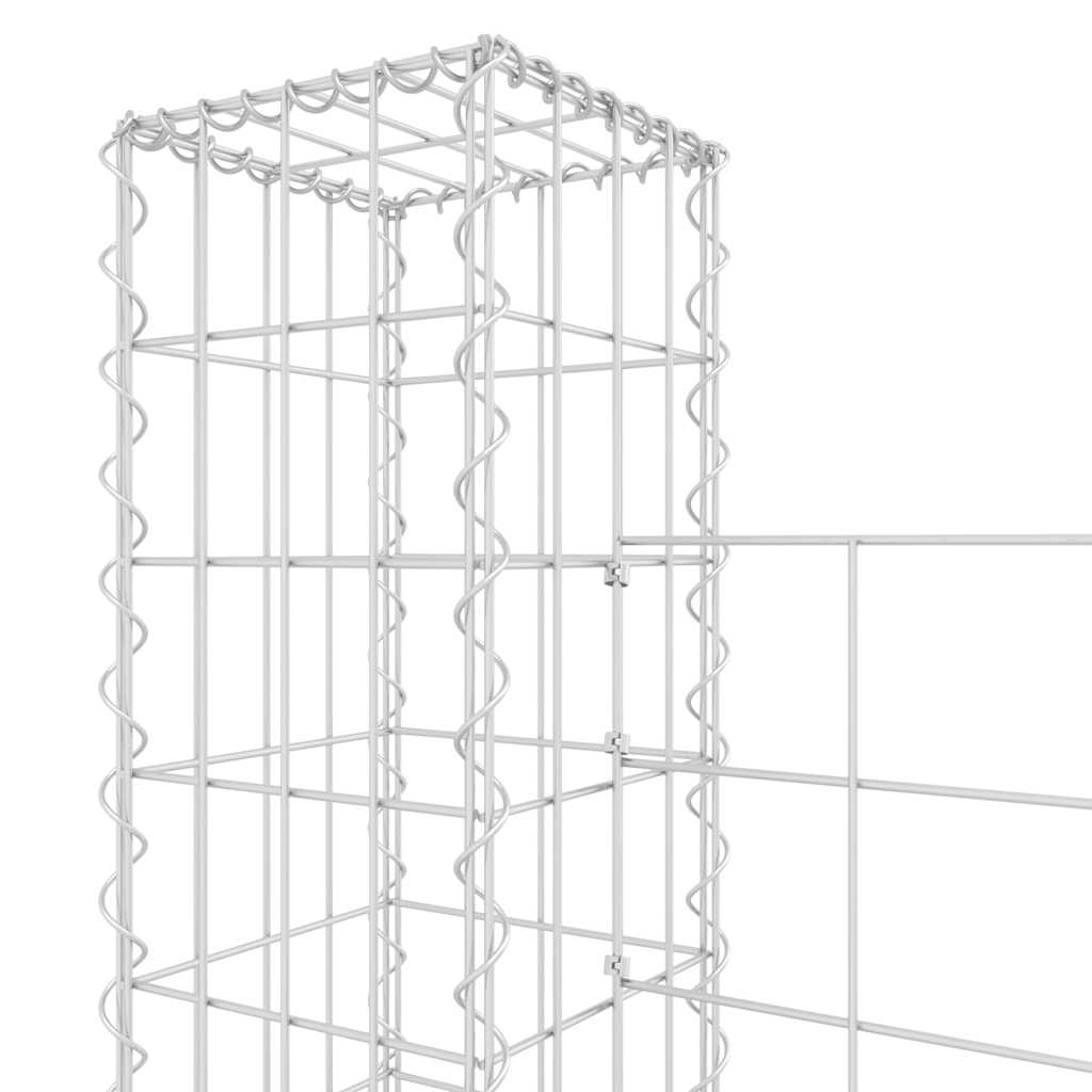 Gabionska košara U-oblika sa 7 stupova 740x20x150 cm željezna