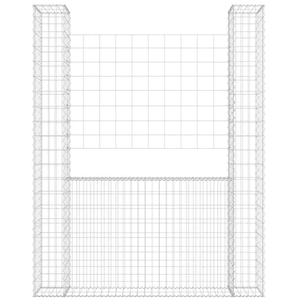 Gabionska košara U-oblika s 2 stupa 140 x 20 x 200 cm željezna