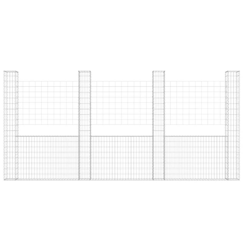 Gabionska košara U-oblika s 4 stupa 380 x 20 x 200 cm željezna