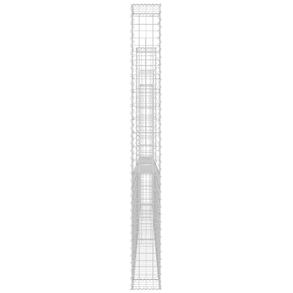 Gabionska košara U-oblika s 4 stupa 380 x 20 x 200 cm željezna