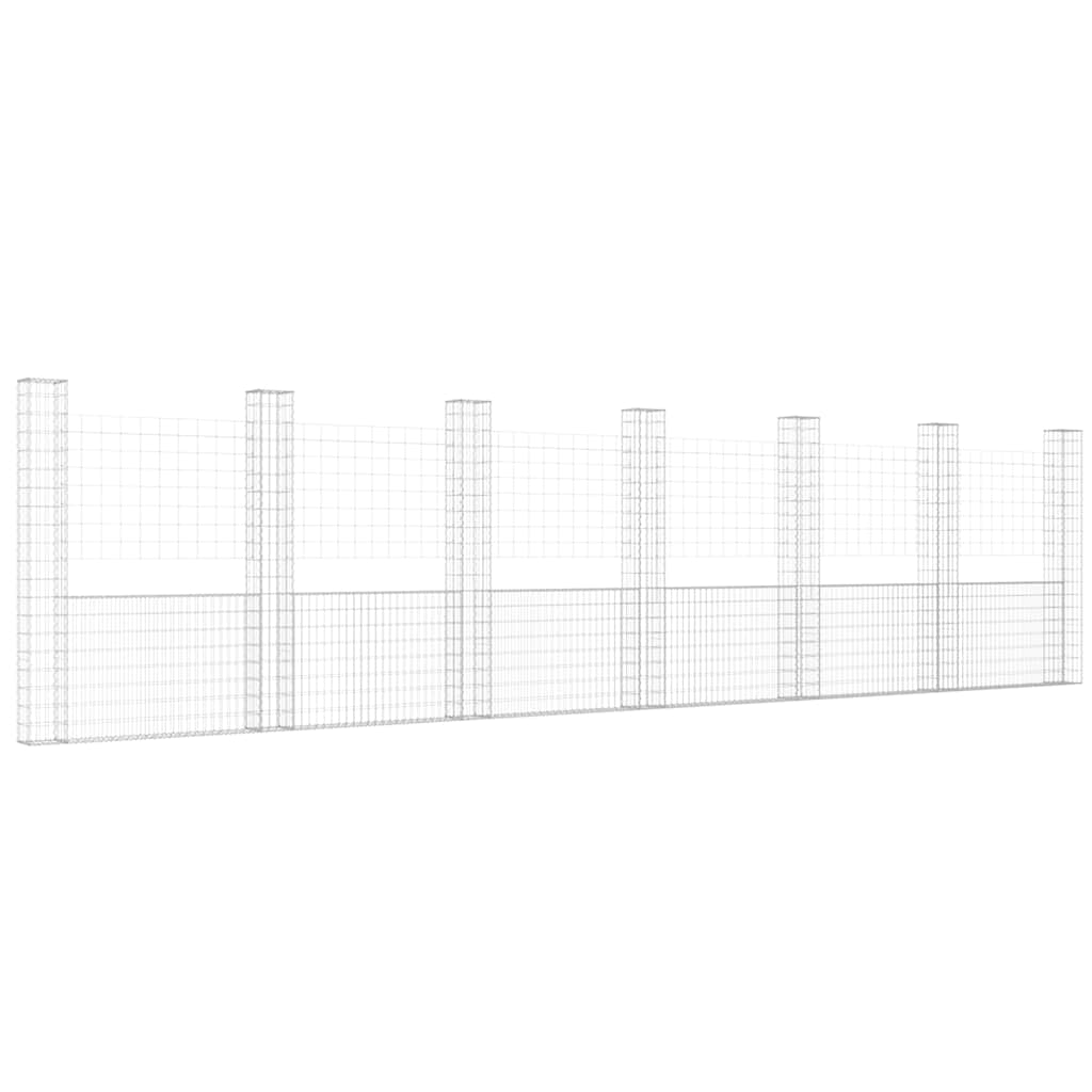Gabionska košara U-oblika sa 7 stupova 740x20x200 cm željezna