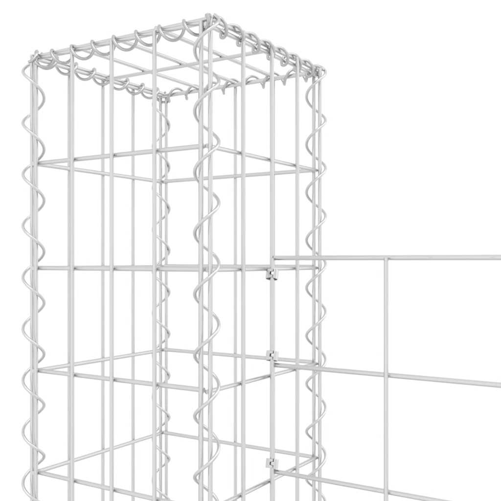 Gabionska košara U-oblika s 8 stupova 860x20x200 cm željezna