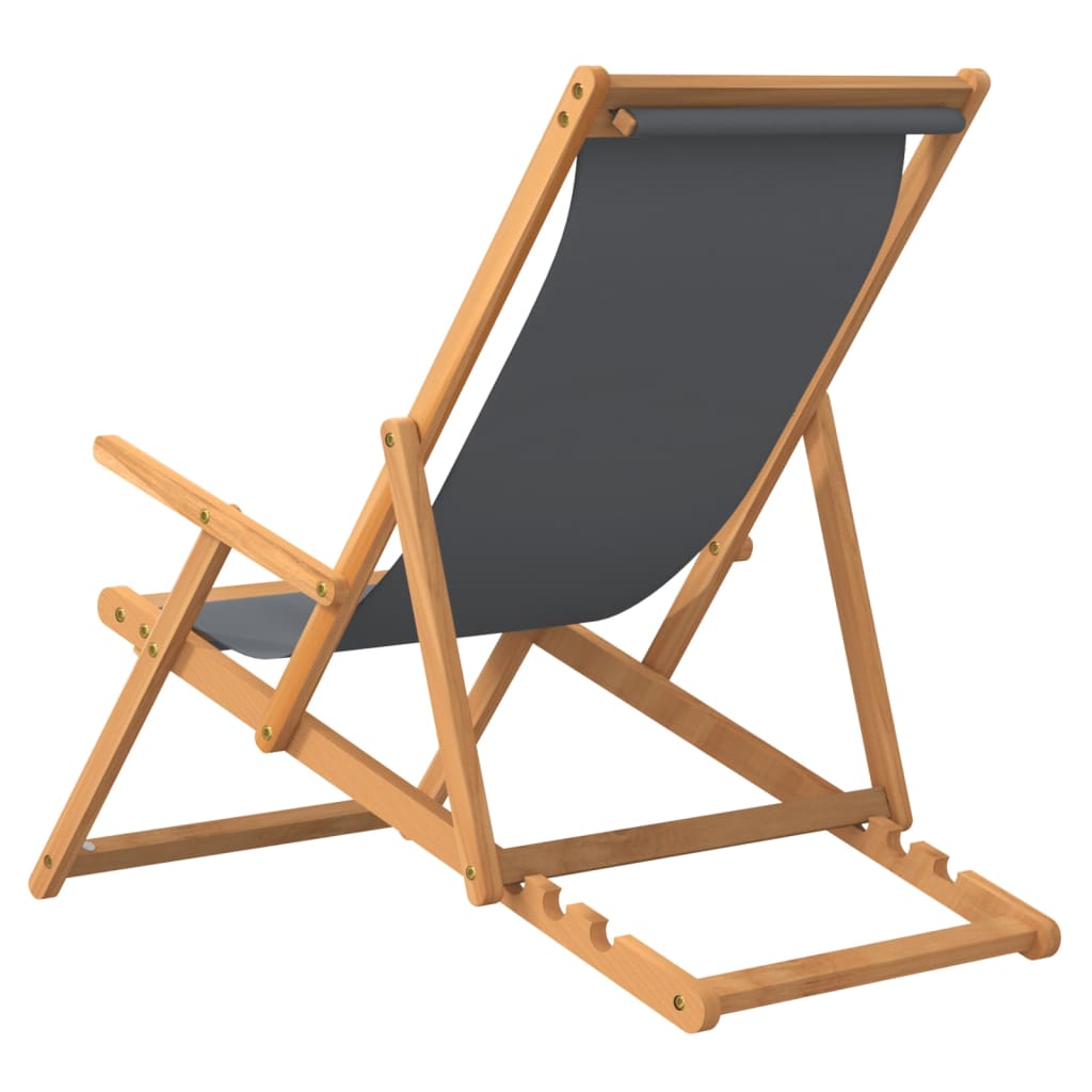 Sklopiva stolica za plažu od masivne tikovine siva
