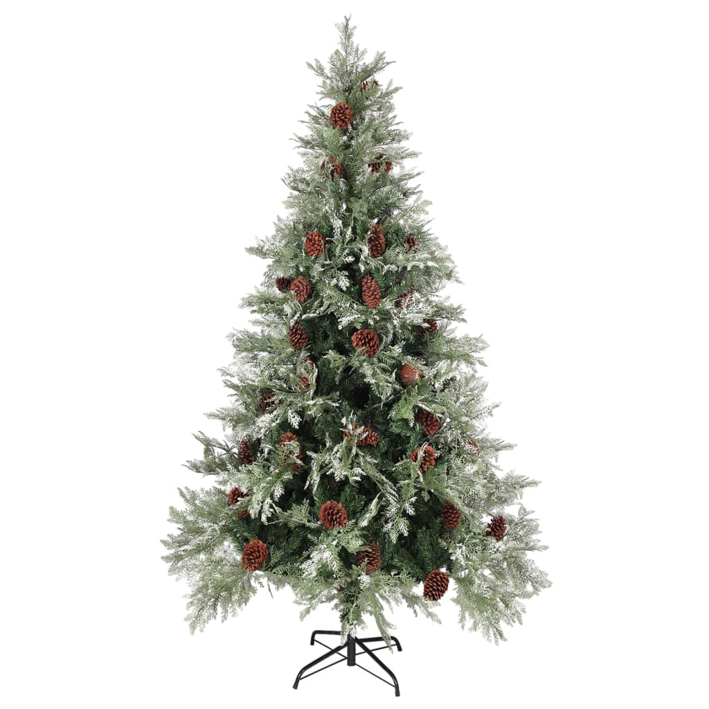 Osvijetljeno božićno drvce i šiške zeleno-bijelo 195 cm PVC/PE