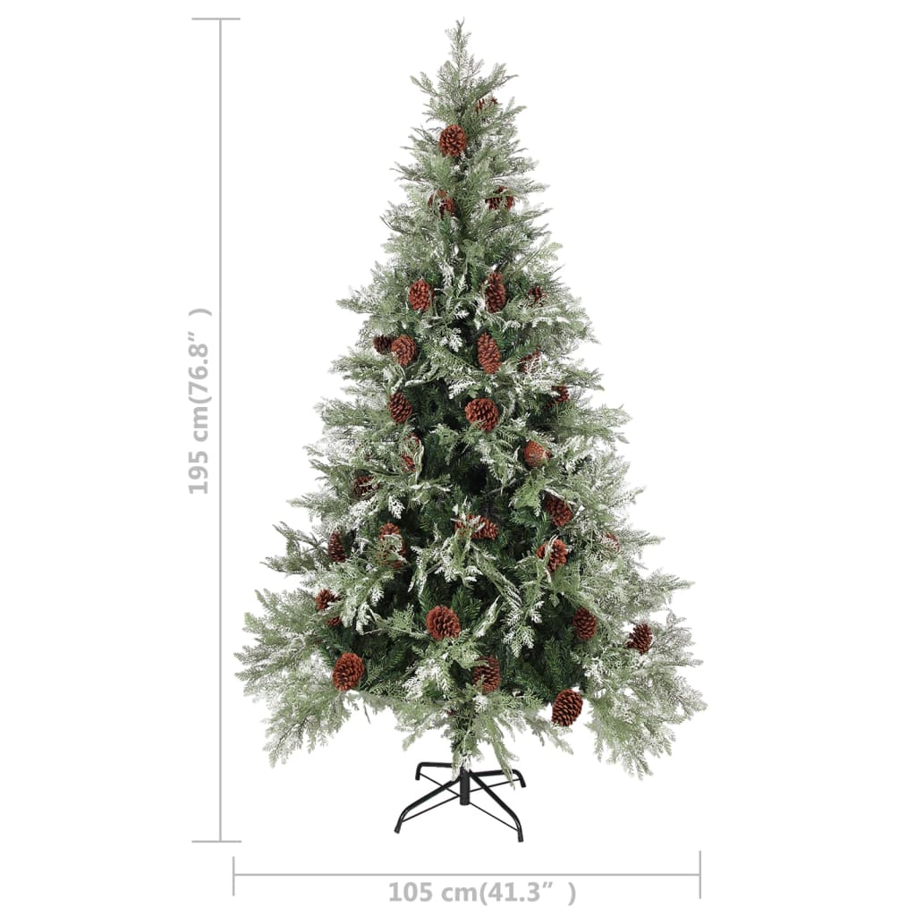 Osvijetljeno božićno drvce i šiške zeleno-bijelo 195 cm PVC/PE