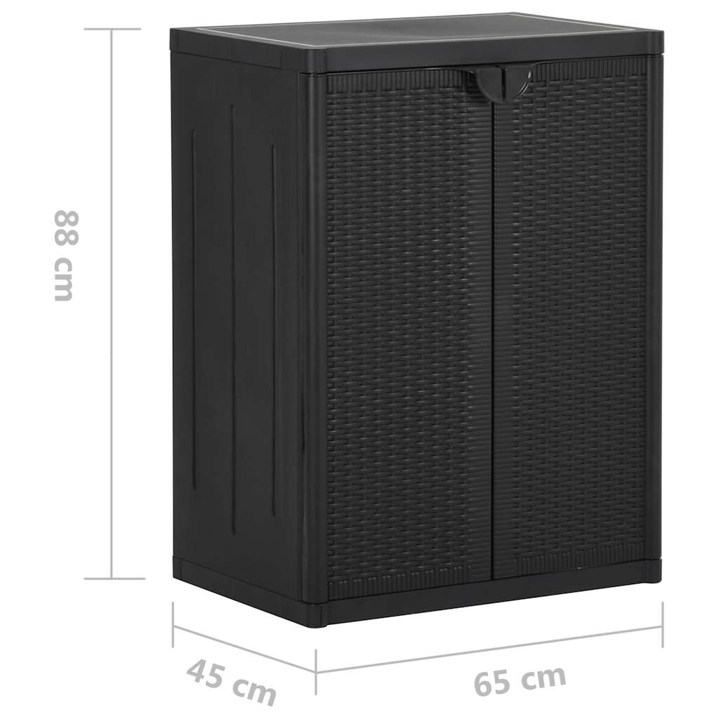 Vrtni ormarić za pohranu crni 65 x 45 x 88 cm PP ratan
